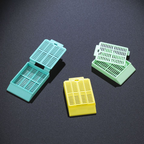 Globe Scientific Cassette, Tissue Embedding with Attached Lid, 30? Writing Area, AQUA, 500/Dispenser Box, 2 Boxes/Unit Image